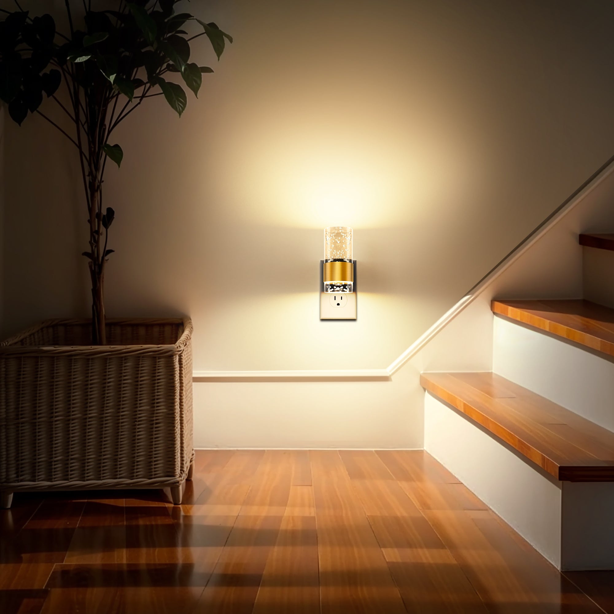 LOHASLED 夜灯，从黄昏到黎明自动亮起，可调光，2 件装，气泡亚克力设计