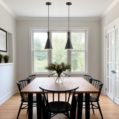 LOHAS LED Black Cone Pendant Light with Triangle Metal Shade E26 Socket Ceiling Fixture No Bulb Included