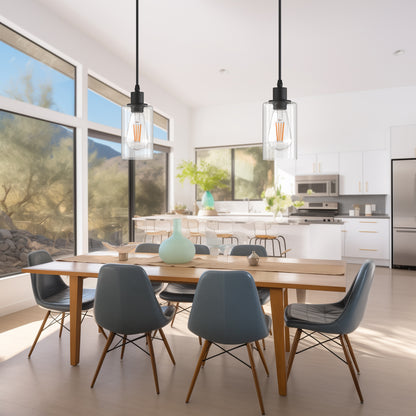 哑光黑色复古工业风 60 瓦单灯迷你吊灯，带金属灯罩