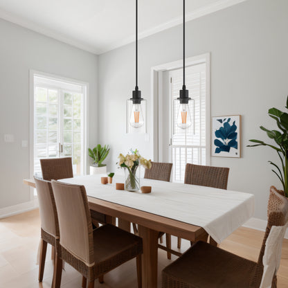 哑光黑色复古工业风 60 瓦单灯迷你吊灯，带金属灯罩