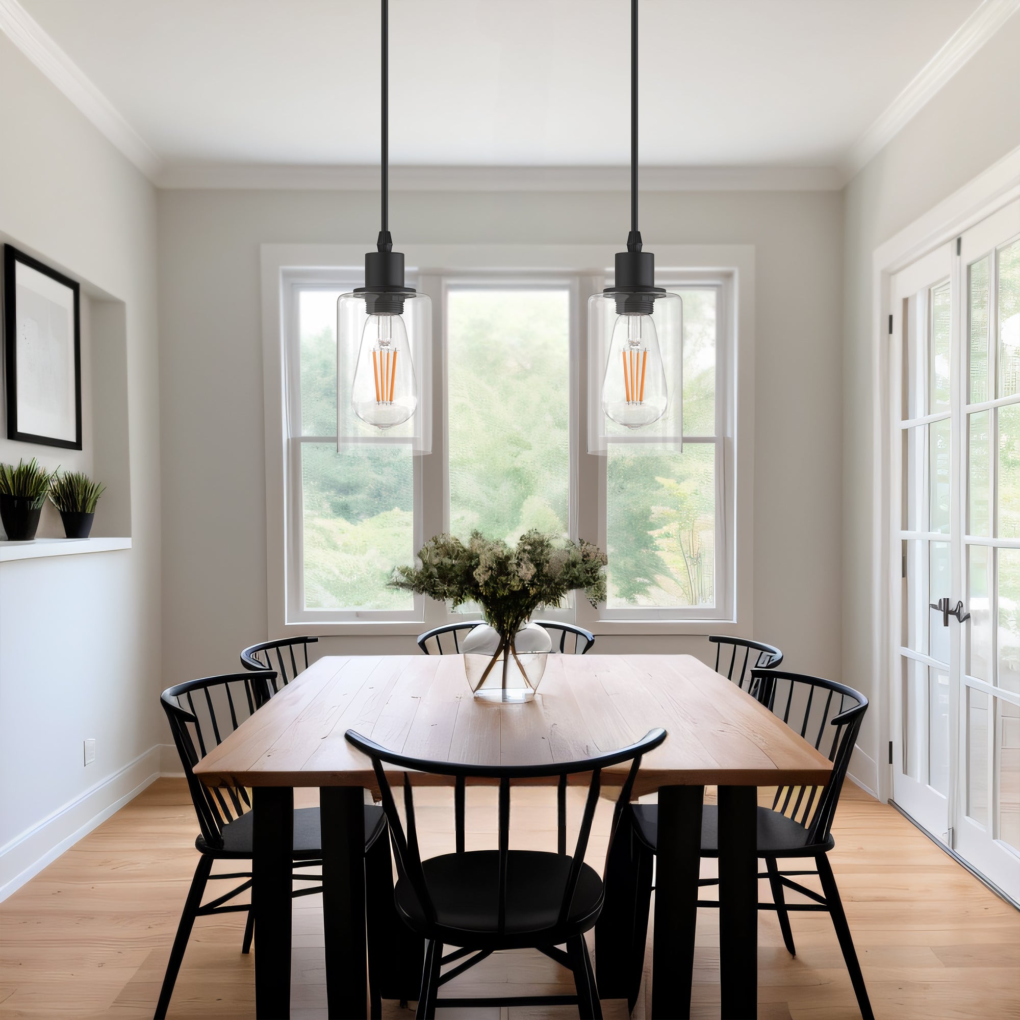 哑光黑色复古工业风 60 瓦单灯迷你吊灯，带金属灯罩